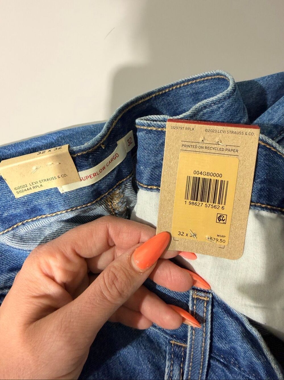 Levi’s Superlow Cotton Loose Cargo Lightweight Jeans All Over Blue 32x32 - Picture 7 of 7